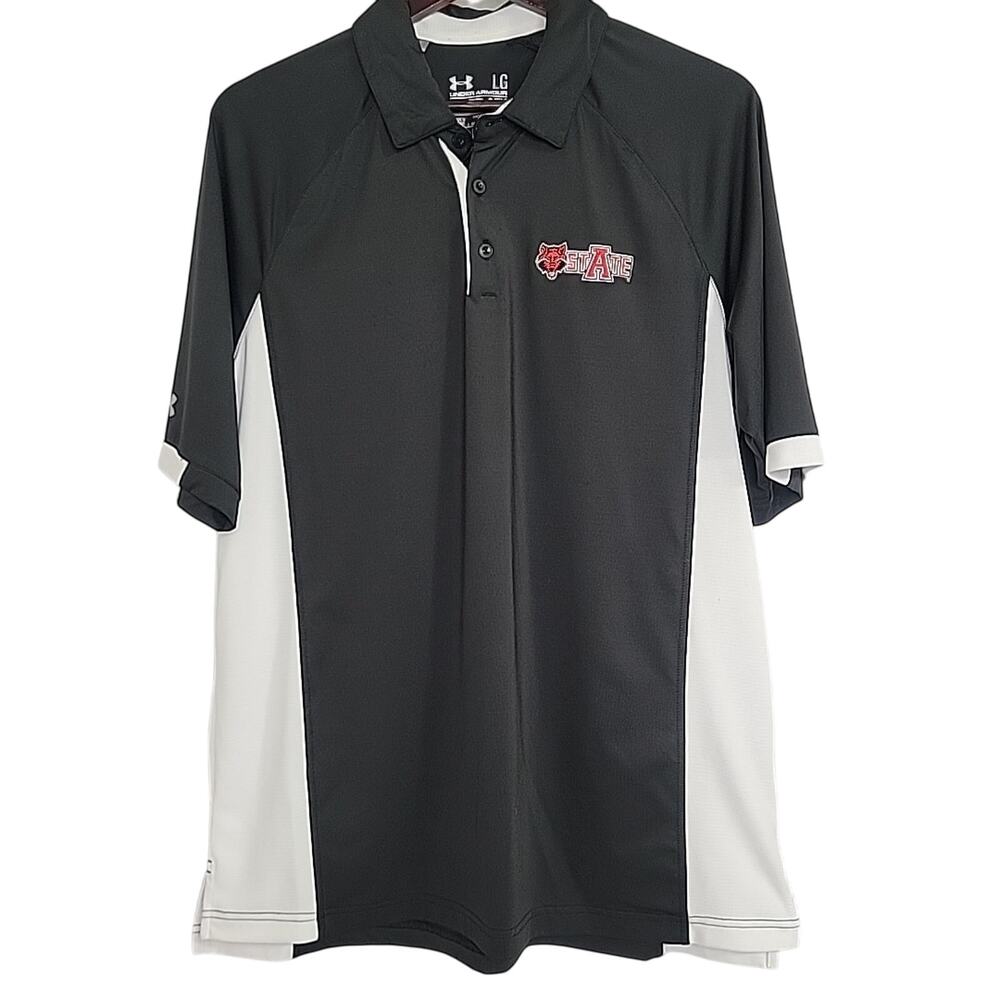 Arkansas State University Under‎ Armor Mens Polo Black Large Loose Short Sleeve